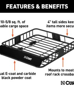 CURT 18115 Universal 42 x 37-Inch Black Steel Roof Rack Rooftop Cargo Carrier 41 81aYfeB0PoL