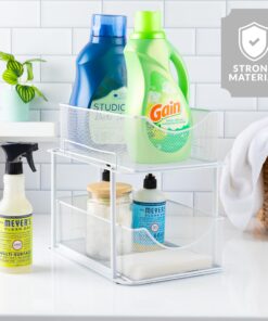 Sorbus 2 Tier Under Sink Bathroom Organizers and Storage, Strong Steel Mesh Sliding Drawers for Enhanced Bathroom Storage Ideal Bathroom Organization and Storage & Under Kitchen Sink Organizer (White) White 26 81acVs9diFL 1