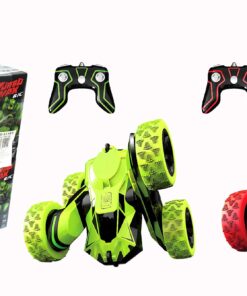 Haktoys Radio Remote Control Stunt Car 2 Sided AWD 360 Rotation RC Truck Toy Vehicle for Kids Boys and Adults, Different Frequencies - Two Players Can Play Together Red & Green Large 14 81aceVYqdL