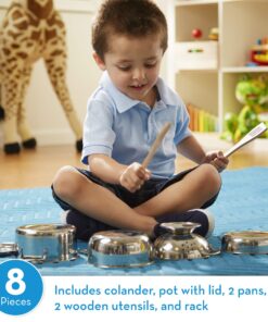 Melissa & Doug Stainless Steel Pots and Pans Pretend Play Kitchen Set for Kids (8 pcs) - Kids Kitchen Accessories Set, Toy Pots And Pans For Kids Kitchen, Cooking Toys For Kids Ages 3+ Silver 22 81afX1y8IZL