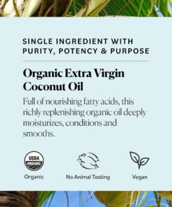 Sky Organics Organic Extra Virgin Coconut Oil for Hair & Skin, 100% Pure & Cold-Pressed USDA Certified Organic to Moisturize, Soften & Nourish, 16.9 fl. Oz 16.9 Fl Oz (Pack of 1) 24 81aiBY7pbxL