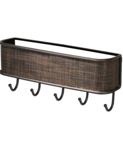 iDesign Twillo Mail and Key Holder, Decorative Wall Mounted Key Rack Organizer Pocket and Letter Sorter Holder for Entryway, Kitchen, Mudroom, Home Office Organization, 10.5" x 2.5" x 4.5", Bronze Mail & Key Rack 24 81ajMn00AHL