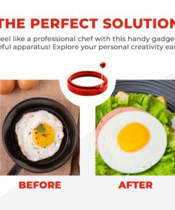 Alternative view of PROFESSIONAL Silicone Egg Ring, Pancake mold Best egg mold for breakfast sandwiches, Omelets and More, Nonstick Mold Ring, Round Red (Pack of 4) and free e-book by ABAM