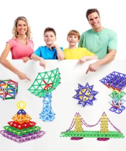 ELONGDI 130 Pieces - Magnetic Building Sticks Building Blocks Set, Magnet Educational Toys Magnetic Blocks Sticks Stacking Toys Set, Non-Toxic Building Toy 3D Puzzle with Storage Bag 30 81am4A1E5QL