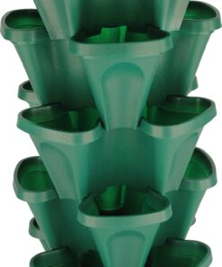 Mr. Stacky 1305-HG 5-Tier Stackable Strawberry, Herb, Flower, & Vegetable Planter - Vertical Gardening Indoor / Outdoor Stacking Garden Pots Hunter Green, 22.5 Quarts 22 81amScnl1PL