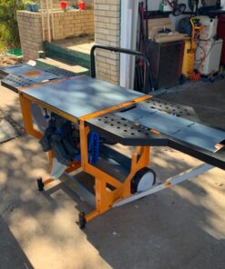 Bora Portamate - PM-8000 Miter Saw Stand Work Station | Mobile Rolling Table Top Workbench | Orange & Grey with Folding Wing Extensions Orange/Black 76 81aohplSS2L