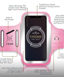 TRIBE Running Phone Holder Armband. iPhone & Galaxy Cell Phone Sports Arm Bands for Women, Men, Runners, Jogging, Walking, Exercise & Gym Workout. Fits All Smartphones. Adjustable Strap, CC/Key Pocket L: iPhone+/Pro Max/XR/XS Max/Galaxy+/Ultra/Note 11 81app3orLvL