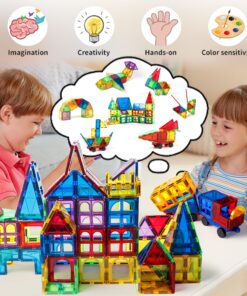 Alternative view of MAGBLOCK 120 PCS Magnetic Blocks, Magnetic Tiles Building Blocks for Kids Toys Magnet Toys Set 3D Building Blocks for Toddler Boys and Girls 120pcs magnetic tiles