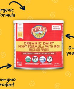Earth's Best Organic Baby Formula for Babies 0-12 Months, Powdered Dairy Infant Formula with Iron, Omega-3 DHA, and Omega-6 ARA, 21 oz Formula Container 1.31 Pound (Pack of 1) 14 81arEjbDcBL