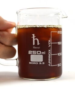 Premium Hand Crafted Beaker Mug, Thick Borosilicate Glass, 8.4oz (250mL) Capacity - Small Size - Tea or Espresso Sized