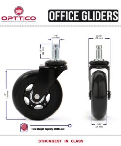 Office Chair Wheels Replacement Set of 5 - NO MORE CHAIR MATS - Office Chair Casters for HARDWOOD FLOORS - Smooth Rolling, Soft Rubber Desk Chair Wheels, Rollerblade Style Computer Chair Caster Wheels 27 81arVP8E8aL