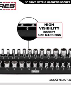 ARES 70233-26-Piece 1/4-Inch Metric Magnetic Socket Organizer - Holds 13 Standard Size and 13 Deep Size Sockets - Keeps Your Tool Box Organized 1/4-Inch Drive Black (Mm) 14 81atsFxLXL