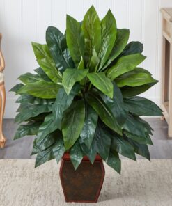 Nearly Natural 6688 Cordyline with Vase Decorative Silk Plant, Green,35" x 12" x 12" 14 81aunSSOrTL