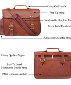 ANUENT 14 Inch Genuine Leather Messenger Bag Vintage Brown Small Briefcase Shoulder CrossBody Satchel for Men and Women Ideal for Laptop, iPad, and Tablet 17 81auno9k6tL