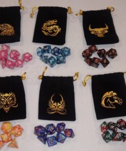 QMay DND Dice Set with 6 Pattern Dice Bag, 42 Pieces, 6 Sets Double - Colors Polyhedron Great for Dungeons and Dragons RPG MTG Table Games 6 sets-42pcs 31 81avAo 1aTL