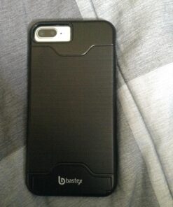 iPhone 7 Plus Case, Bastex Hybrid Slim Fit Black Rubber Silicone Cover Hard Plastic Black Brushed Metal Design Kickstand Case with Hidden Credit Card Slot for Apple iPhone 7 Plus 32 81avr7mO0uL