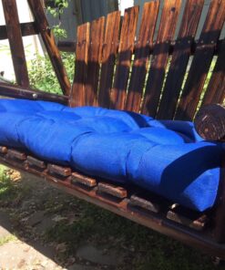 Pillow Perfect Fresco Solid Indoor/Outdoor Wicker Patio Sofa/Swing Cushion Tufted, Weather and Fade Resistant, 19" x 44", Blue 19" x 44" 27 81avvazwKVL