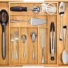 Dynamic Gear Premium Bamboo Drawer Organizer, Silverware Organizer, 100% Pure Bamboo, Adjustable Utensil Organizer, Kitchen Drawer Organizer, Silverware Tray for Drawer (7-9 slots) 7-9 slots