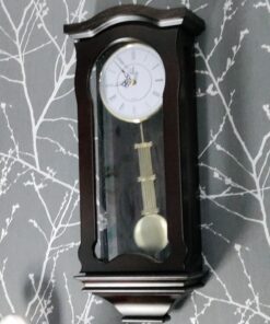 Pendulum Wall Clock Battery Operated - Hanging Grandfather Wall Clock with Pendulum - Quiet Wood Pendulum Clock - Decorative Wooden Wall Clock for Living Room Decor, Office & Home Décor Gift 23.5x9.75 Classic Dark Brown 23 81axjc8plxL
