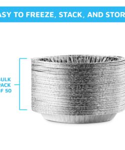 MontoPack 9” Aluminum Foil Pie Pans | Round Disposable Containers with Angled Walls for Tart Baking, Storing, Serving & Reheating | Freezer and Oven Safe, Recyclable | 50-Pack of Cake Tins 9 Inch Pie/Tart Pans (50 Pack) 22 81az4d DLCL