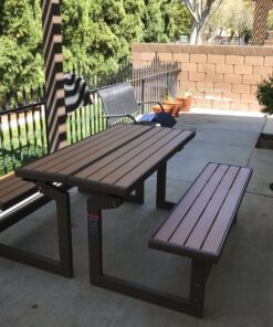 Lifetime 60054 Convertible Bench / Table, Faux Wood Construction, Brown 42 81b2IJFNUGL