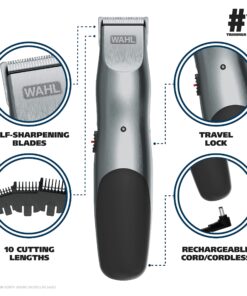 Alternative view of WAHL Groomsman Corded or Cordless Beard Trimmer for Men - Rechargeable Grooming Kit for Facial Hair - Beard Trimmer & Groomer - Model 9918-6171V Silver/Black