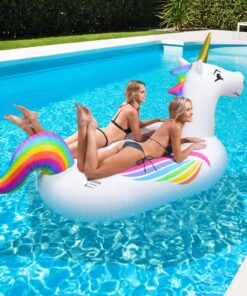 GoFloats Giant Inflatable Pool Floats - Choose Unicorn, Dragon, Flamingo, Swan, or Bull - Includes Drink Float 34 81b7Mw7dryL