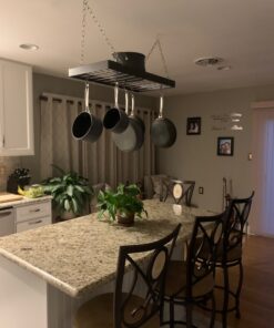 Rogar Hammered Steel Rectangular Pot Rack with Grid and Chrome Accessories 30-in. 34 81b7kC3KfJL