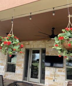 Nearly Natural 6609-RD 24in. Geranium Hanging Basket Silk Plant,Red,10.25" x 10.25" x 17.5" Red 31 81b9w0dISIL