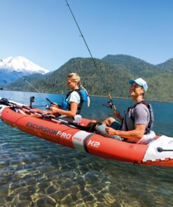 INTEX Excursion Pro Inflatable Kayak Series: Includes Deluxe 86in Aluminum Oars and High-Output Pump – SuperTough PVC – Adjustable Bucket Seat – Fishing Rod Holders – Grab Handles 2-person Kayak Set 47 81bAcuoruGL