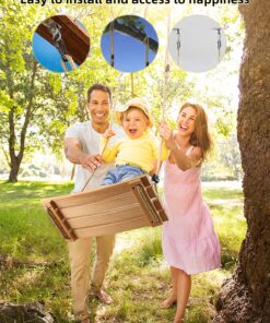 Pellor Wood Tree Swing Seat,Indoor Outdoor Rope Wooden Swing Set for Children Adult Kids 17.7x7.9x0.6 inch Burlywood 26 81bCaJoQhS