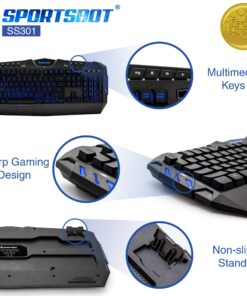 Soundbot SportsBot SS301 Blue LED Gaming Over-Ear Headset Headphone, Keyboard & Mouse Combo Set w/ 40mm Speaker Driver, Microphone, Multimedia Keys & Window Key Lock, 4 DPI Levels (BLU) 37 81bD rwo2rL