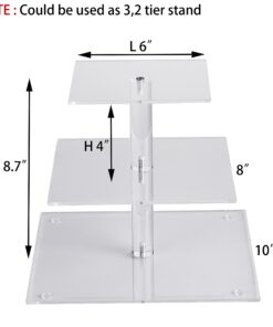 Alternative view of YestBuy 3 Tier Cupcake Stand, Cake Stand, Acrylic Cupcake Tower Stand, Premium Cupcake Holder for 28 Cupcakes, Display for Pastry Wedding Birthday Party (4" Between 2 Layers) 3 Tier Square (4" between 2 layers) Clear