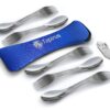 Tapirus 5 Spork Of Steel Utensils Set | Durable & Rust Proof Stainless Steel | Spoon, Fork & Knife Flatware | For Camping, Fishing, Hunting & Outdoor Activities | With Bottle Opener & Carrying Case 21 81bH9oRAEL