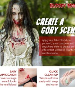 Bloody Mary Fake Blood Makeup – 1.6 oz - for Theater and Costume or Halloween Zombie, Vampire and Monster Dress Up 10 81bHTH7tSeL