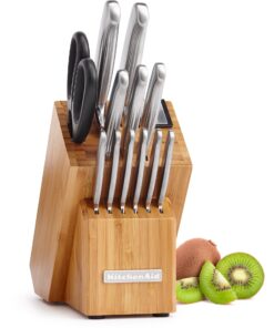 KitchenAid KKFSS14BO 14 Piece Classic Forged Series Brushed Stainless Steel Cutlery Set, Bamboo Wood 14 PC Classic Forged Cutlery Set 30 81bI8kuuAL