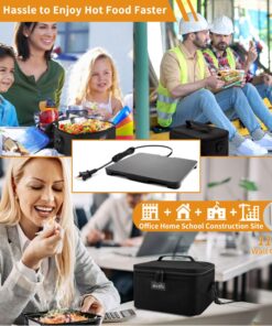Aotto Portable Oven Personal Food Warmer - 110V Portable Mini Microwave Electric Heated Lunch Box for Work, Cooking and Reheating Meals in Office, Potlucks, Travel Hotel, Home Kitchen (Black) Black 26 81bKshGWJOL