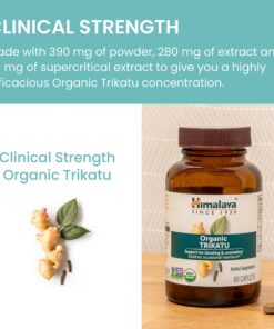 Himalaya Organic Trikatu, Herbal Supplement for Occasional Heartburn, Digestive Support, Gas, Bloating, Overeating, Ginger, Black Pepper, Non-GMO, USDA Organic, Vegan, 60 Plant-Based Caplets 12 81bL3GWxRCL