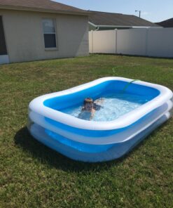 Intex 56483EP Inflatable 8.5' x 5.75' Swim Center Family Pool for 2-3 Kids, Backyard Splash Pool for Children 6+ Years Old, 198-Gallons, Blue & White Family Swim Center 71 81bLmXi FwL