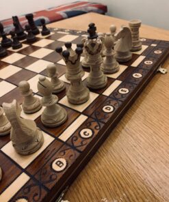 Wegiel Handmade European Ambassador Chess Set - Wooden 21 Inch Beech & Birch Board with Felt Base - Carved Hornbeam & Sycamore Wood Chess Pieces Ambassador - Brown 97 81bS8ChgidL