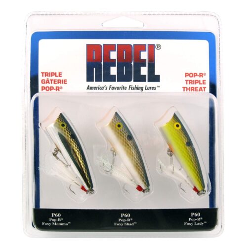 Rebel Lures Pop-R Topwater Popper Fishing Lure Triple Threat 3 Pack Pop-r (1/4 Oz)