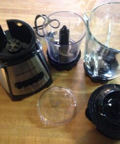 Hamilton Beach Power Elite Blender for Shakes and Smoothies with 3-Cup Vegetable Chopper Mini Food Processor, 40oz Glass Jar, 12 Functions for Puree, Ice Crush, Black and Stainless Steel (58149) 58 81bV1g9xX5L