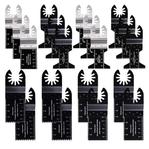 Vtopmart 20 Metal Wood Oscillating Multitool Quick Release Saw Blades Compatible with Fein Multimaster Porter Cable Black & Decker Bosch Craftsman Ridgid Ryobi Makita Milwaukee Rockwell Standard-20pcs