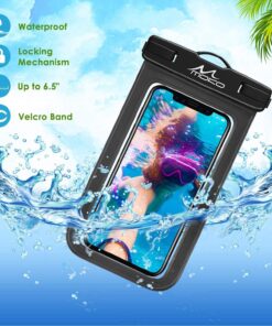 MoKo Waterproof Phone Pouch Holder, Cellphone Case Dry Bag with Lanyard Armband Compatible with iPhone 14 13 12 11 Pro Max, Samsung S21/S20/S10, Black 24 81bXAcbD82L