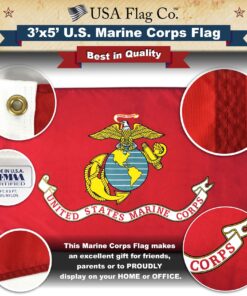 Marine Corps Flag by USA Flag Co. is 100% American Made: The BEST 3x5 Outdoor USMC Flag, Made in the USA - For Prime Members and Amazon A to Z Guarantee. (3 by 5 foot) 24 81bY5ED4CTL