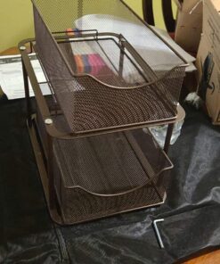 Sorbus 2 Tier Under Sink Bathroom Organizers and Storage, Strong Steel Mesh Sliding Drawers for Enhanced Bathroom Storage, Bathroom Organization and Storage & Under Kitchen Sink Organizer (Bronze) Bronze 27 81bf8lm9qTL