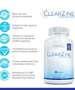 ClearZine Acne Pills for Teens & Adults (2 Bottles) | Clear Skin Supplement, Vitamins for Hormonal & Cystic Acne, 90 Caps Each 21 81bfQkfGOyL