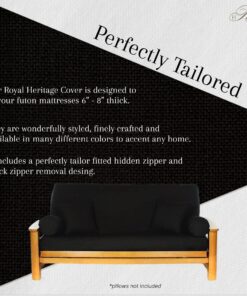 Royal Heritage Home 100% Cotton Full Size Futon Cover - Black - Washable Zippered Sofa Furniture Bed Mattress Covers - Armless Couch Zipper Slipcover Protector/Encasement 18 81bi0An7ThL