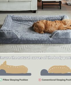 WNPETHOME Dog Beds for Extra Large Dogs, Washable, Bolster Sofa Bed with Waterproof Lining & Non-Skid Bottom, Orthopedic Egg Foam Couch for Pet Sleeping, Pet Bed 42.0"L x 30.0"W x 7.0"Th Grey 27 81biDbQJSaL