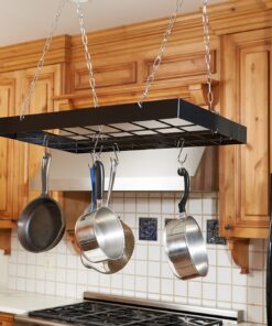 Fox Run Rectangular Hanging Pot Rack with Chains and 6 Hooks, 2 Inch, Black Iron Rectangular With Hooks 28 81bjTFiIv6L